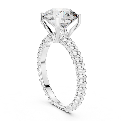 Round Diamond Rope Texture Ring | Twisted in Pure Brilliance
