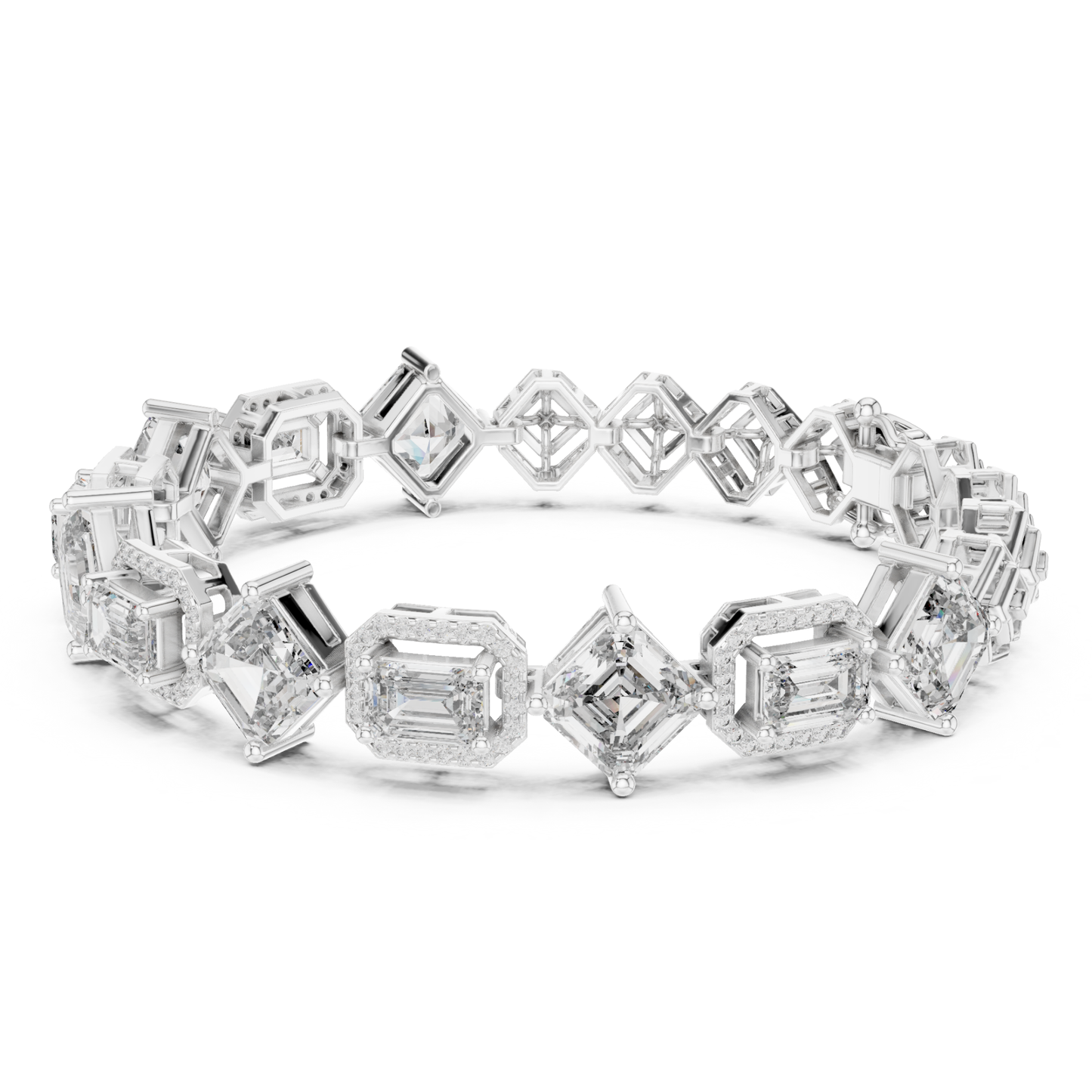 Round, Emerald & Radiant Diamond Bracelet | Luxury Tennis Style