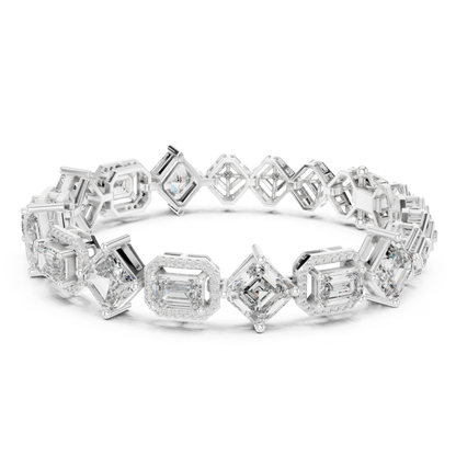 Round, Emerald & Radiant Diamond Bracelet | Luxury Tennis Style
