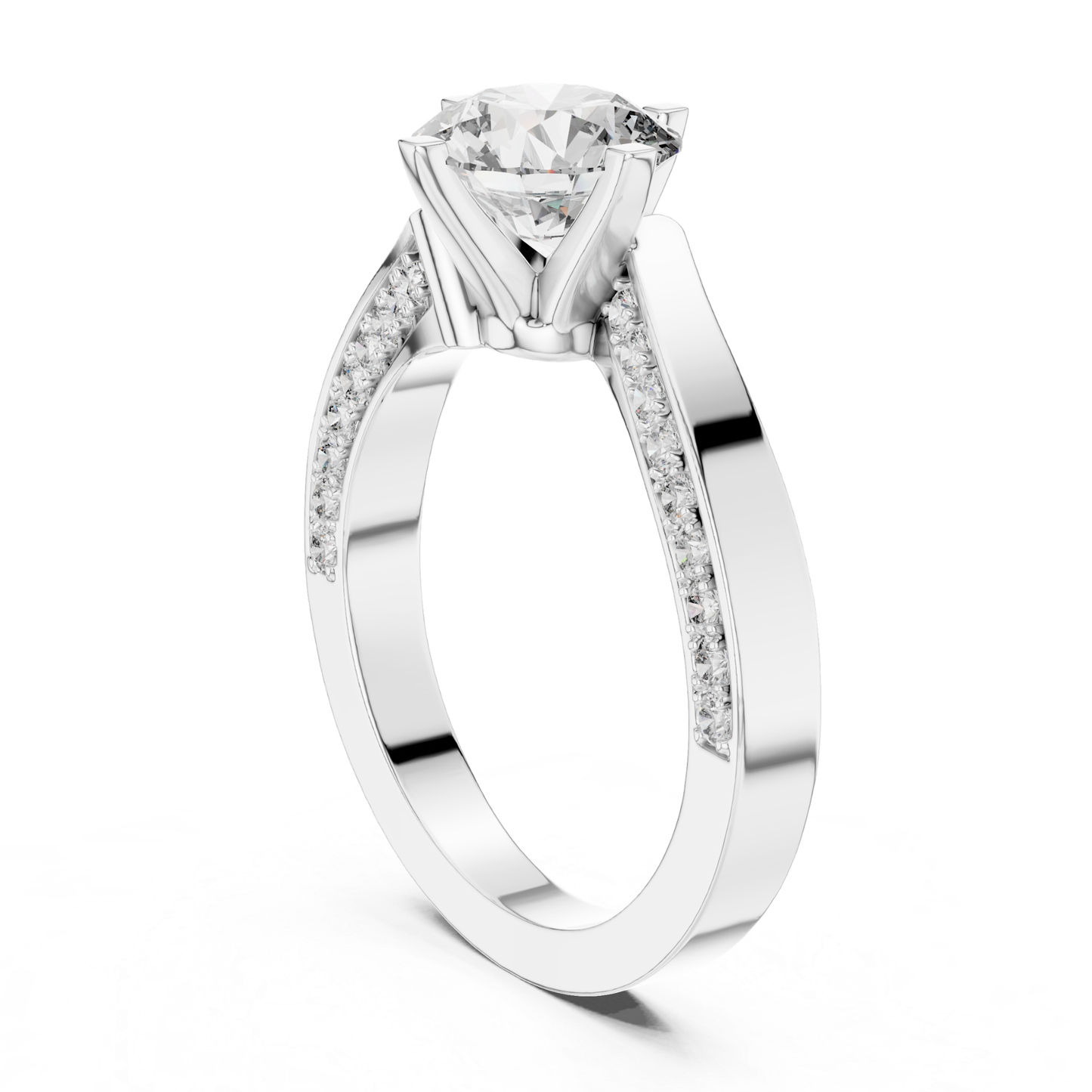 Round Cut Diamond Bypass Engagement Ring | Modern Luxury Style