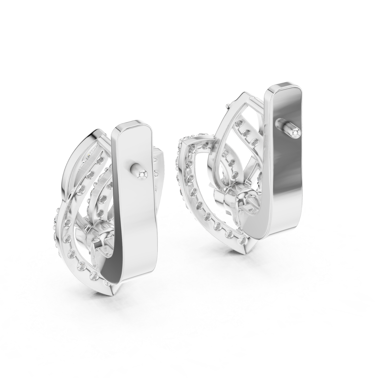 Leaf Diamond Drop Earrings with Openwork Elegance | Celestial Leaf
