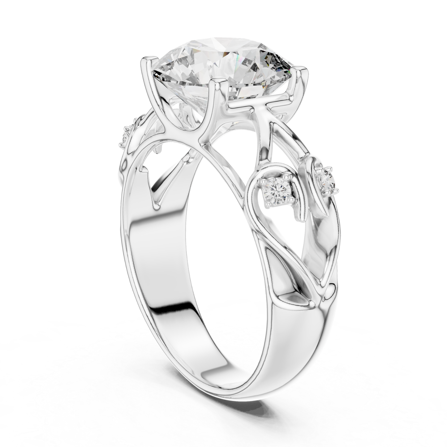 Round Cut Diamond Ring with Detailed Band | Every Detail Shines