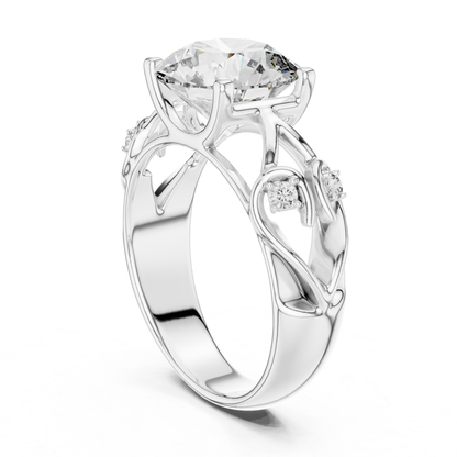 Round Cut Diamond Ring with Detailed Band | Every Detail Shines
