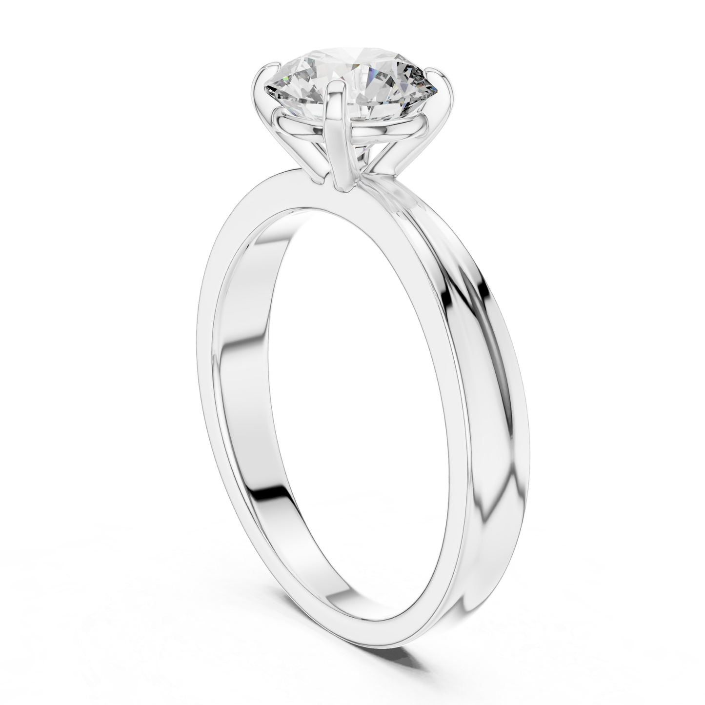 Round Diamond Solitaire Band Ring | 18K Gold Jewelry