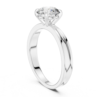 Round Diamond Solitaire Band Ring | 18K Gold Jewelry
