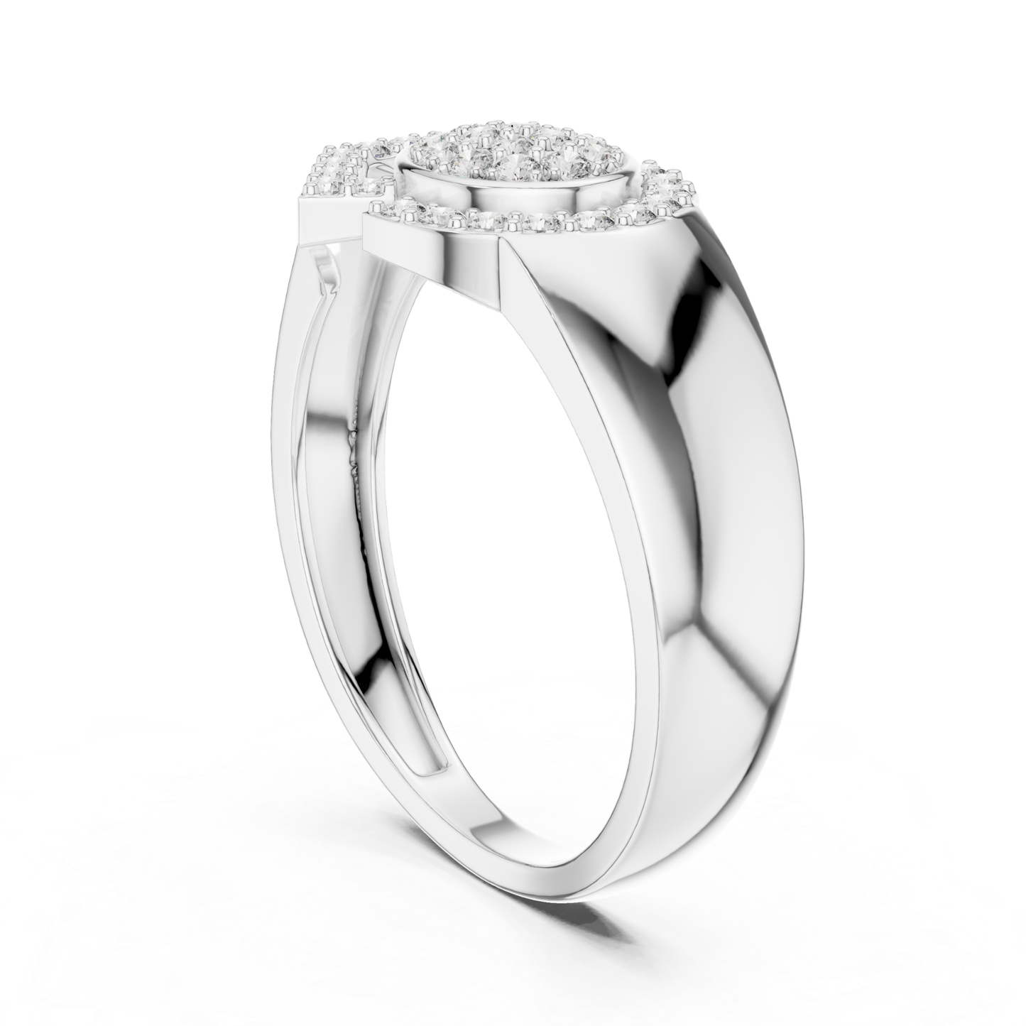 Round Diamond Geometric Statement Ring | Modern Luxury Style