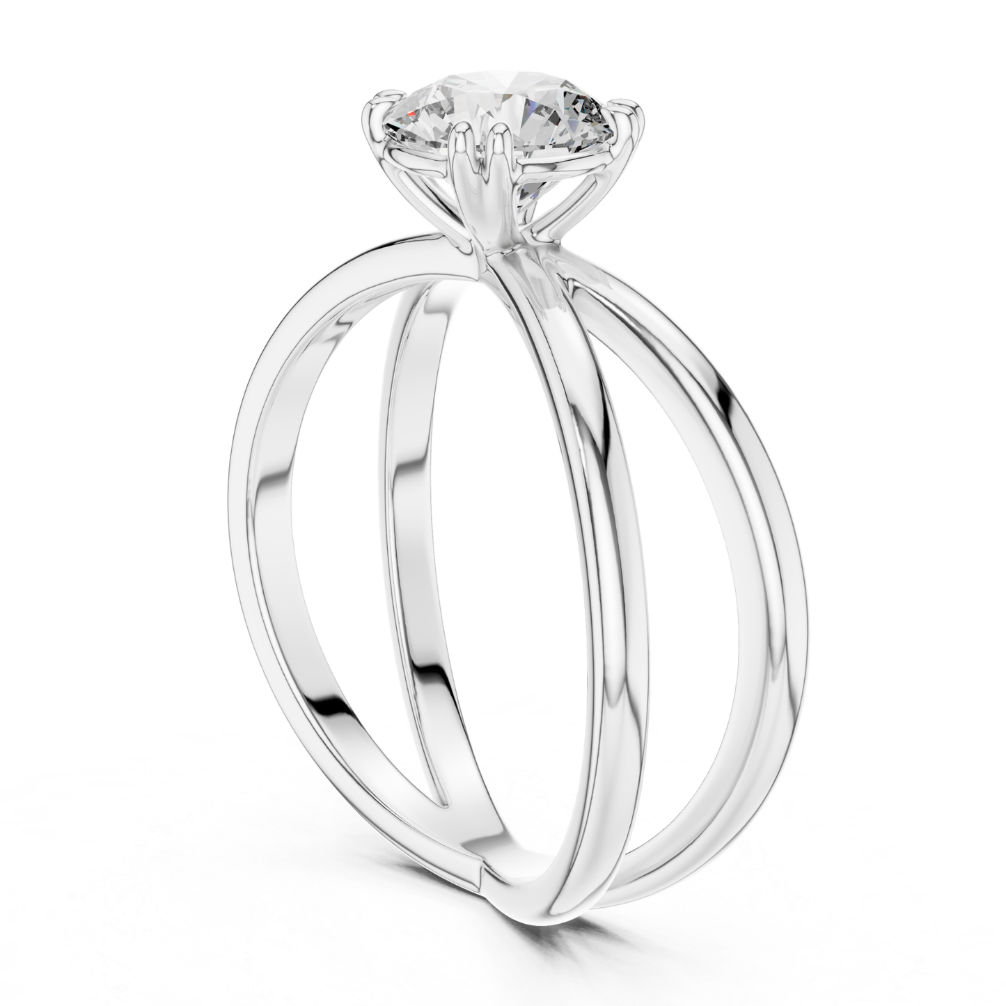 Round Diamond Criss Cross Band Ring | Where Brilliance Intertwines