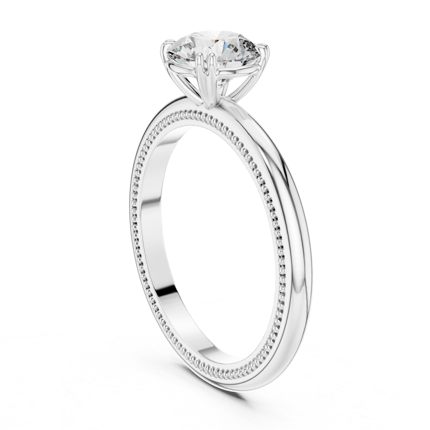 Round Diamond Milgrain Band Ring | 18K Gold Fine Jewelry