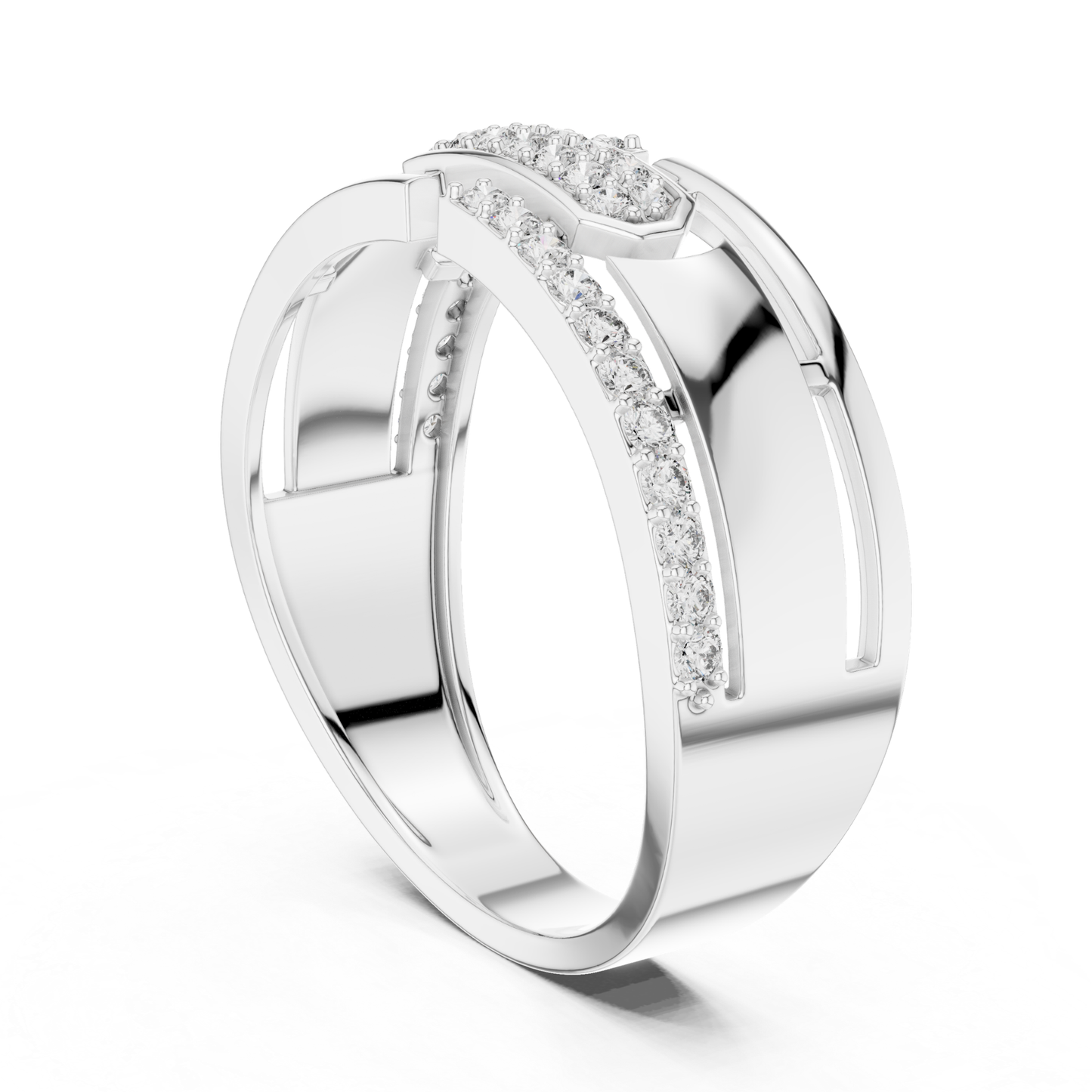 Invisible Set Diamond Modern Band Rings | Luxury White Gold Style