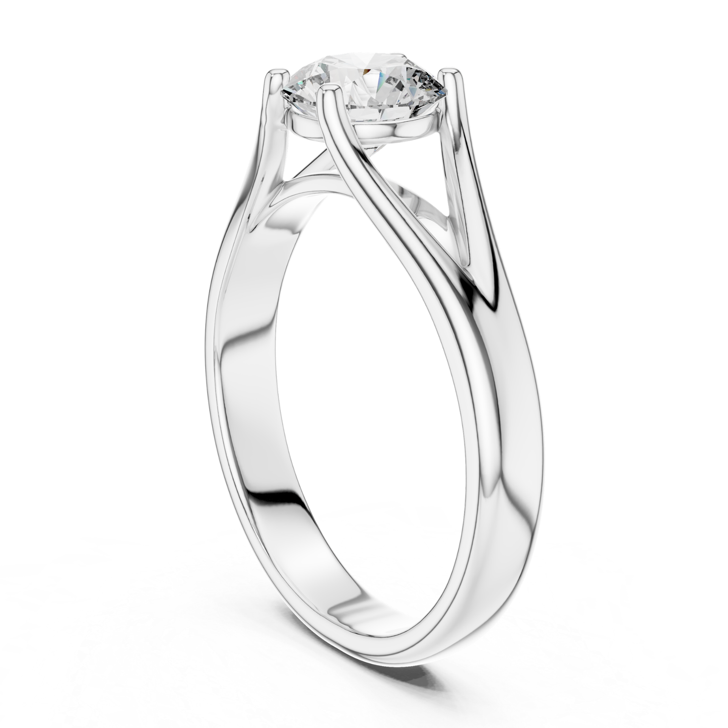Round Diamond V Shape Band Ring | 18K Gold Fine Jewelry