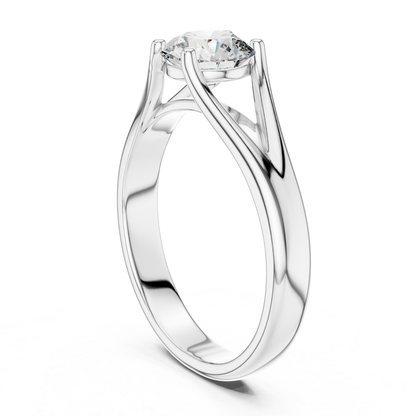 Round Diamond V Shape Band Ring | 18K Gold Fine Jewelry