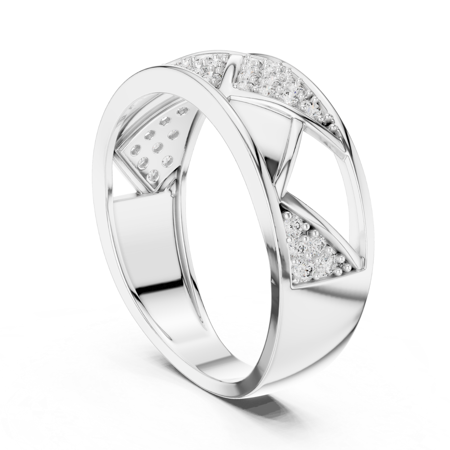 Round Diamond Open Triangle Ring | Modern Luxury Style