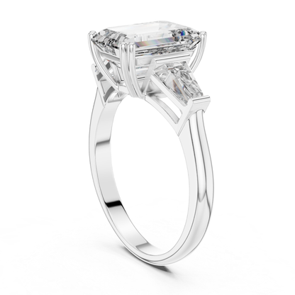 Emerald Cut Diamond Ring with Baguette Side Stones | Step-Cut Legacy