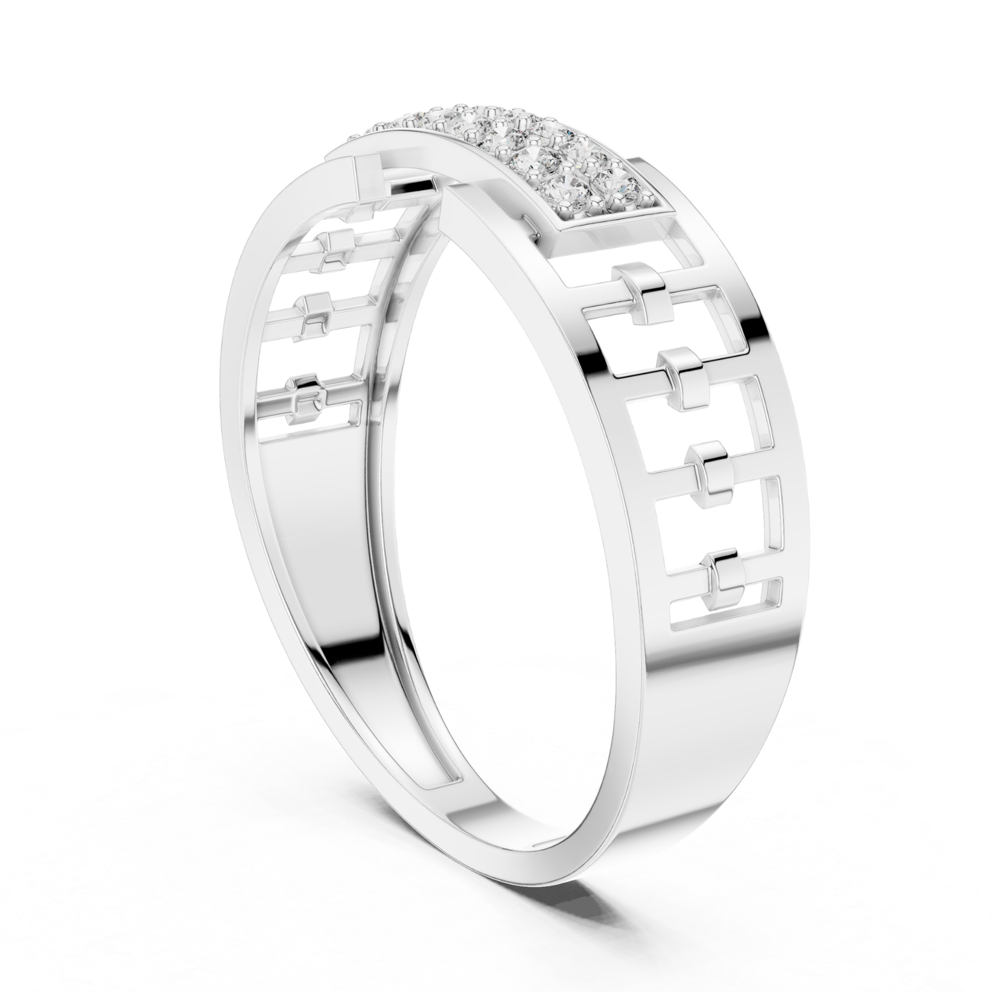 Round Diamond Men's Wedding Rings | Modern Luxury Band