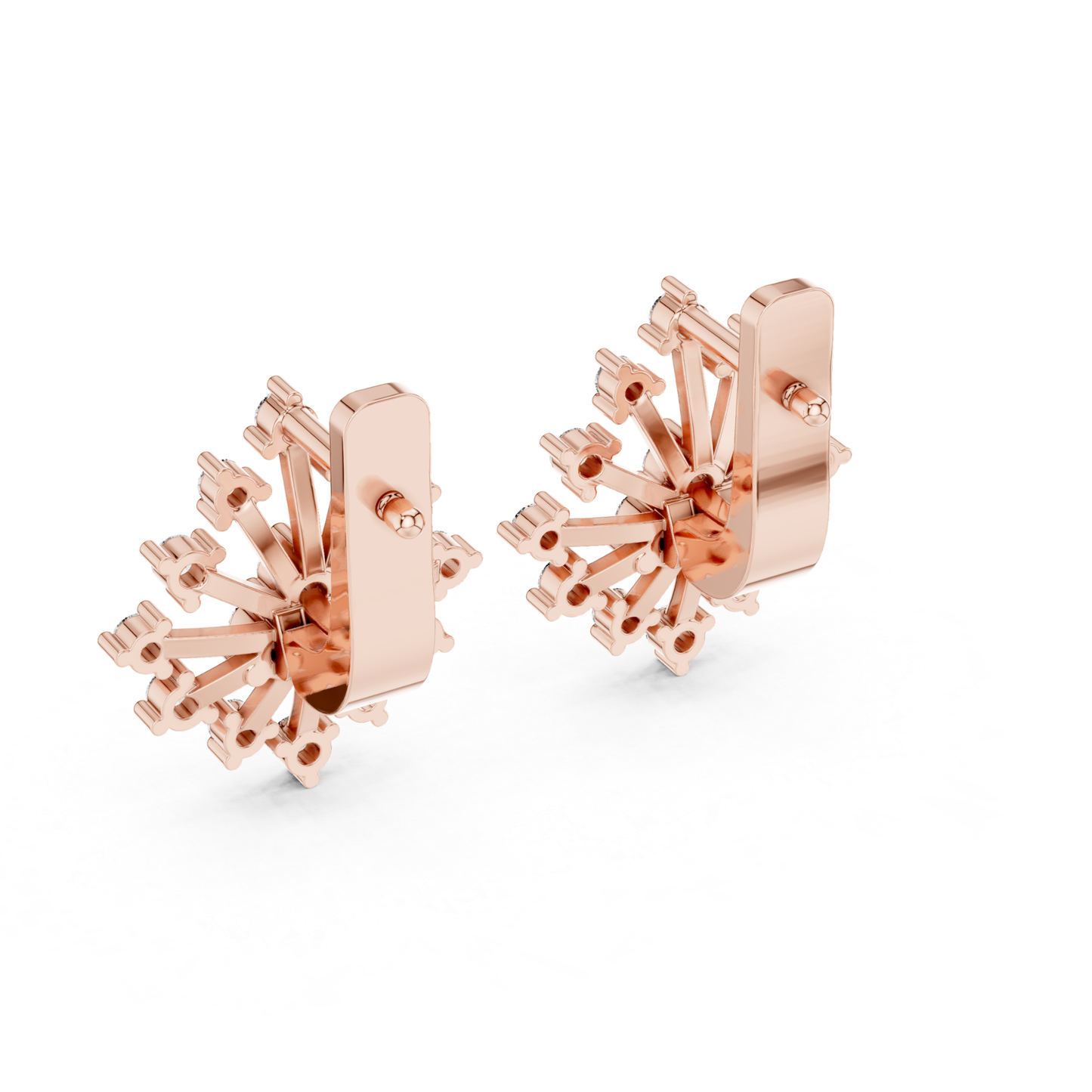 Starburst Diamond Stud Earrings with Round Brilliant Details | Celestial Glow