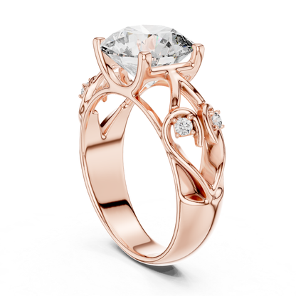 Round Cut Diamond Ring with Detailed Band | Every Detail Shines