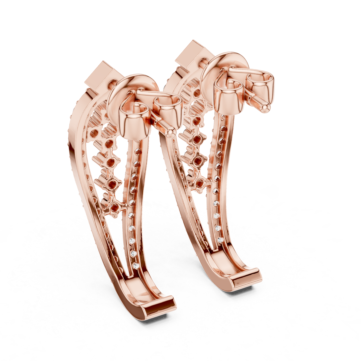 Geometric Diamond Drop Earrings with Openwork Elegance | Modern Luxury