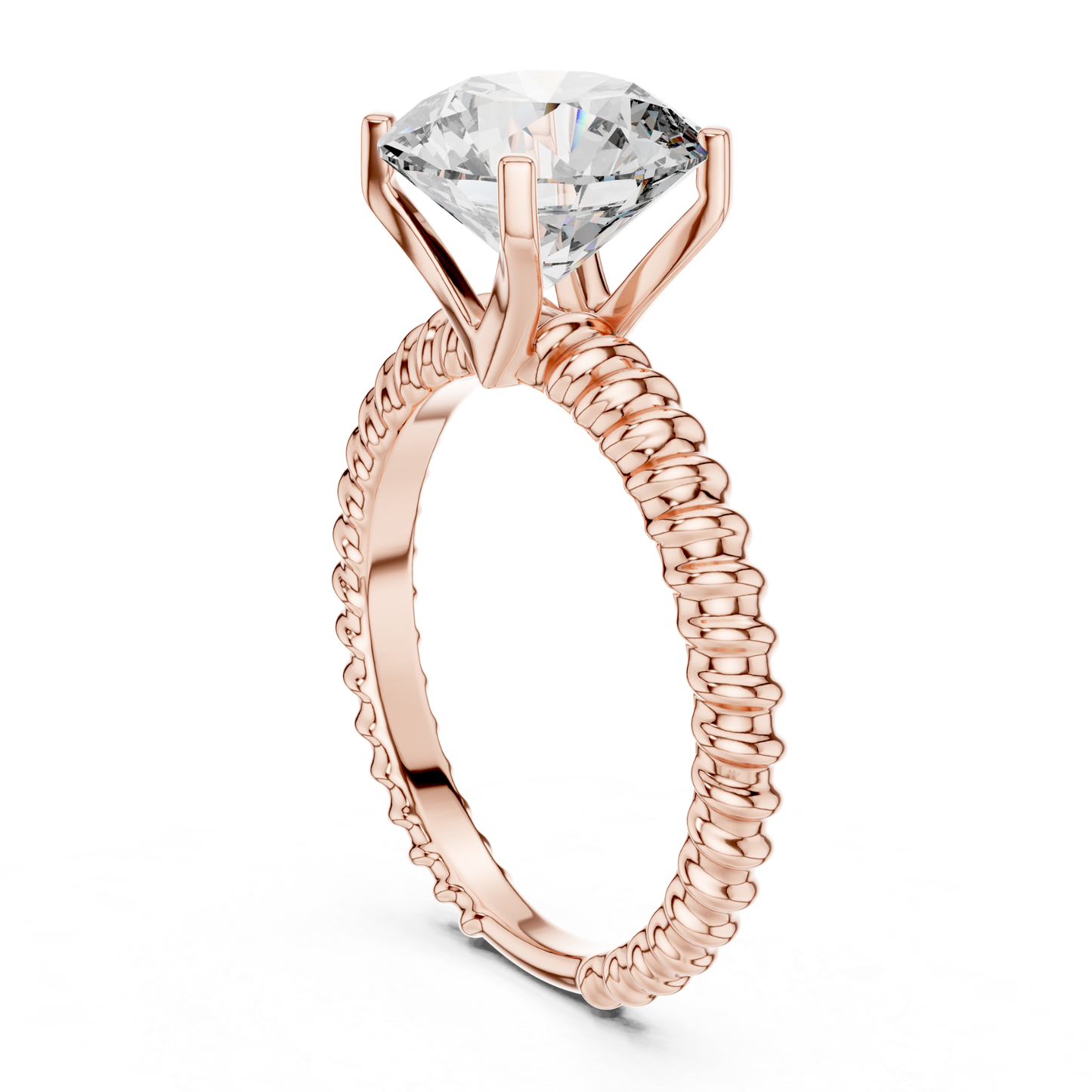 Round Diamond Rope Texture Ring | Twisted in Pure Brilliance