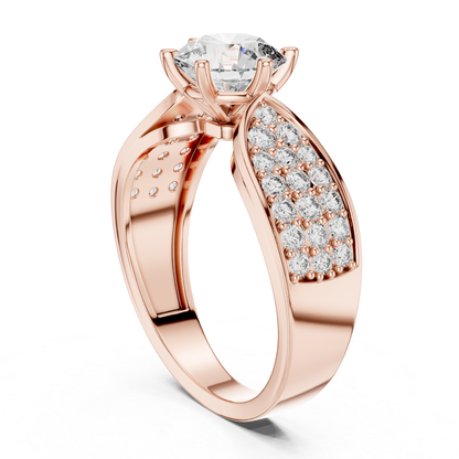 Round Cut Diamond Ring with Wide Pave Shoulders | Bold & Brilliant