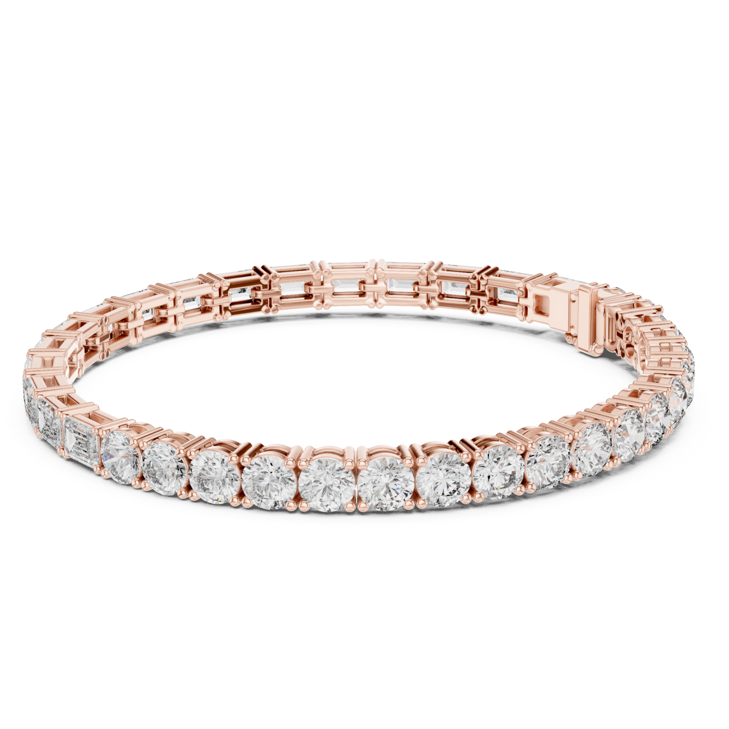 Round & Emerald Cut Diamond Tennis Bracelet | Luxury Elegance Style