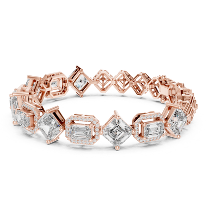 Round, Emerald & Radiant Diamond Bracelet | Luxury Tennis Style