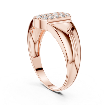 Round Diamond Cluster Signet Ring | Modern Luxury Style