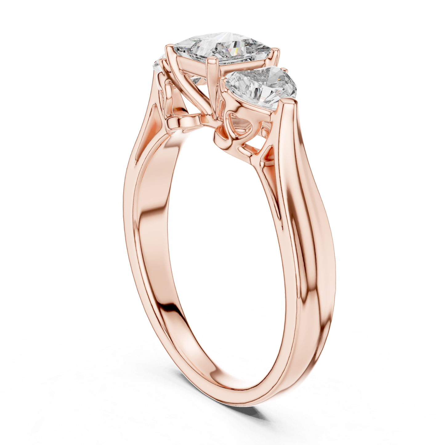 Princess Center Three Diamond Band Ring | Reign in Brilliance