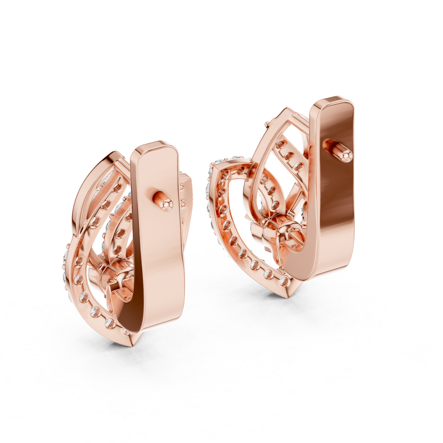 Leaf Diamond Drop Earrings with Openwork Elegance | Celestial Leaf