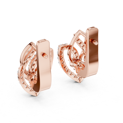 Leaf Diamond Drop Earrings with Openwork Elegance | Celestial Leaf