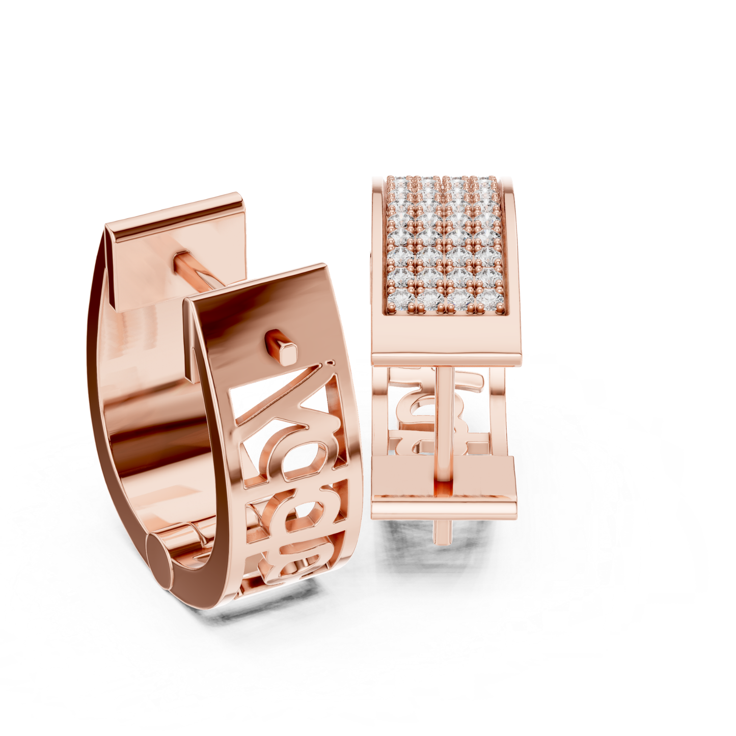 Wide Diamond Hoop Earrings with Multi Row Pave Design | Luxe Radiance