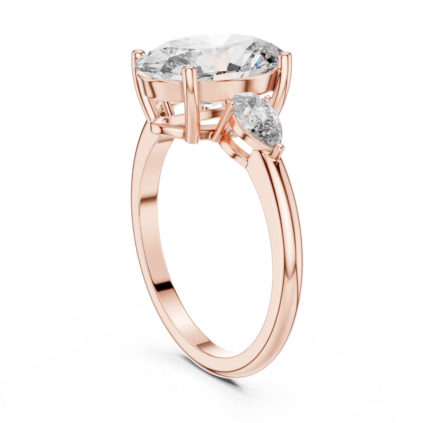 Pear Cut Diamond Ring with Oval Side Stones | Grace Meets Glamour