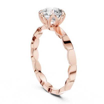 Round Diamond Floral Band Ring | 18K Gold Fine Jewelry