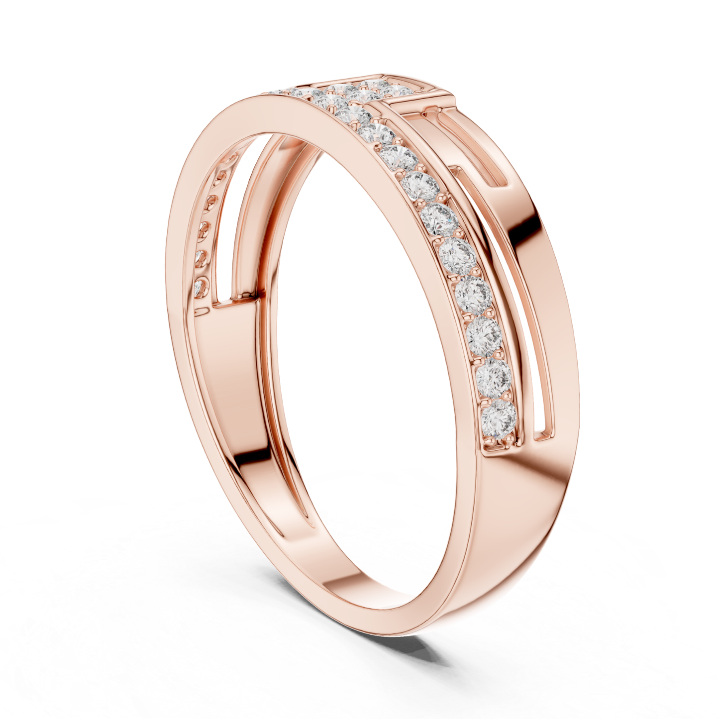 Round Diamond Channel Set Wedding Band | Modern Luxury Style