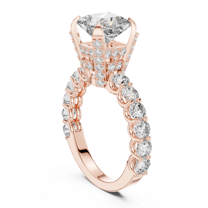 Princess Cut Diamond Ring with Pave Band | Royal Reign of Brilliance