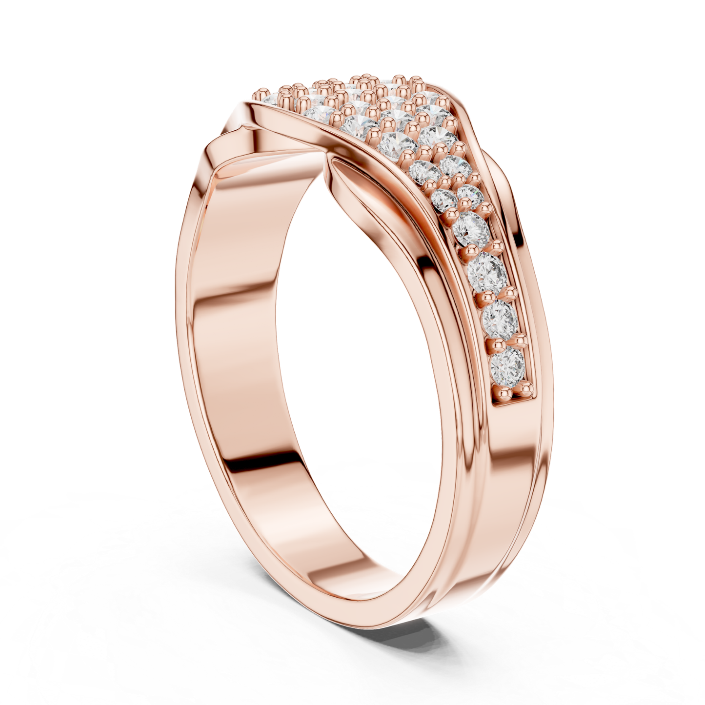 Round Diamond Cluster Wave Band | Elegant Luxury Style
