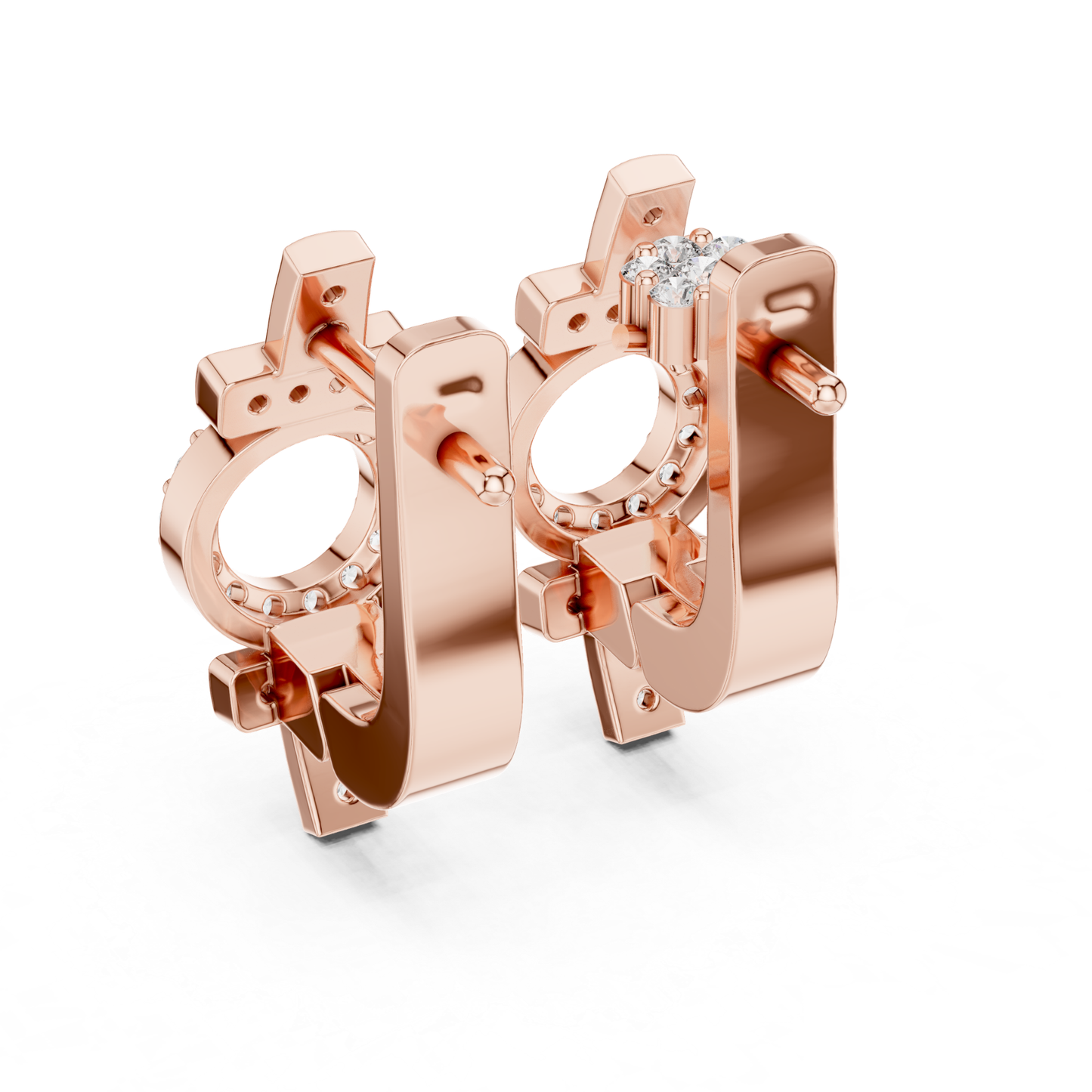 Geometric Circle Diamond Drop Earrings | Modern Gold Luxury