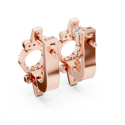 Geometric Circle Diamond Drop Earrings | Modern Gold Luxury