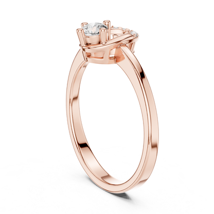 Round Diamond Curved Accent Ring | Elegant Modern Gold Style