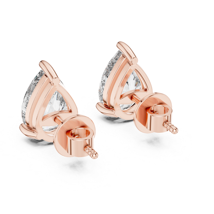 Pear Shape Diamond Stud Earrings | Prong Setting 18K Gold