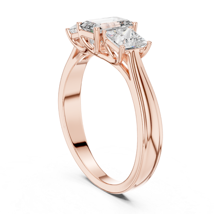 Emerald Center Three Diamond Band Ring | Royally Green & Brilliant
