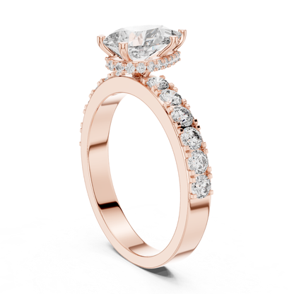Pear Shape Diamond Ring With Side Round Accent Stones | 18K