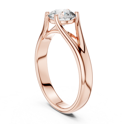 Round Diamond V Shape Band Ring | 18K Gold Fine Jewelry
