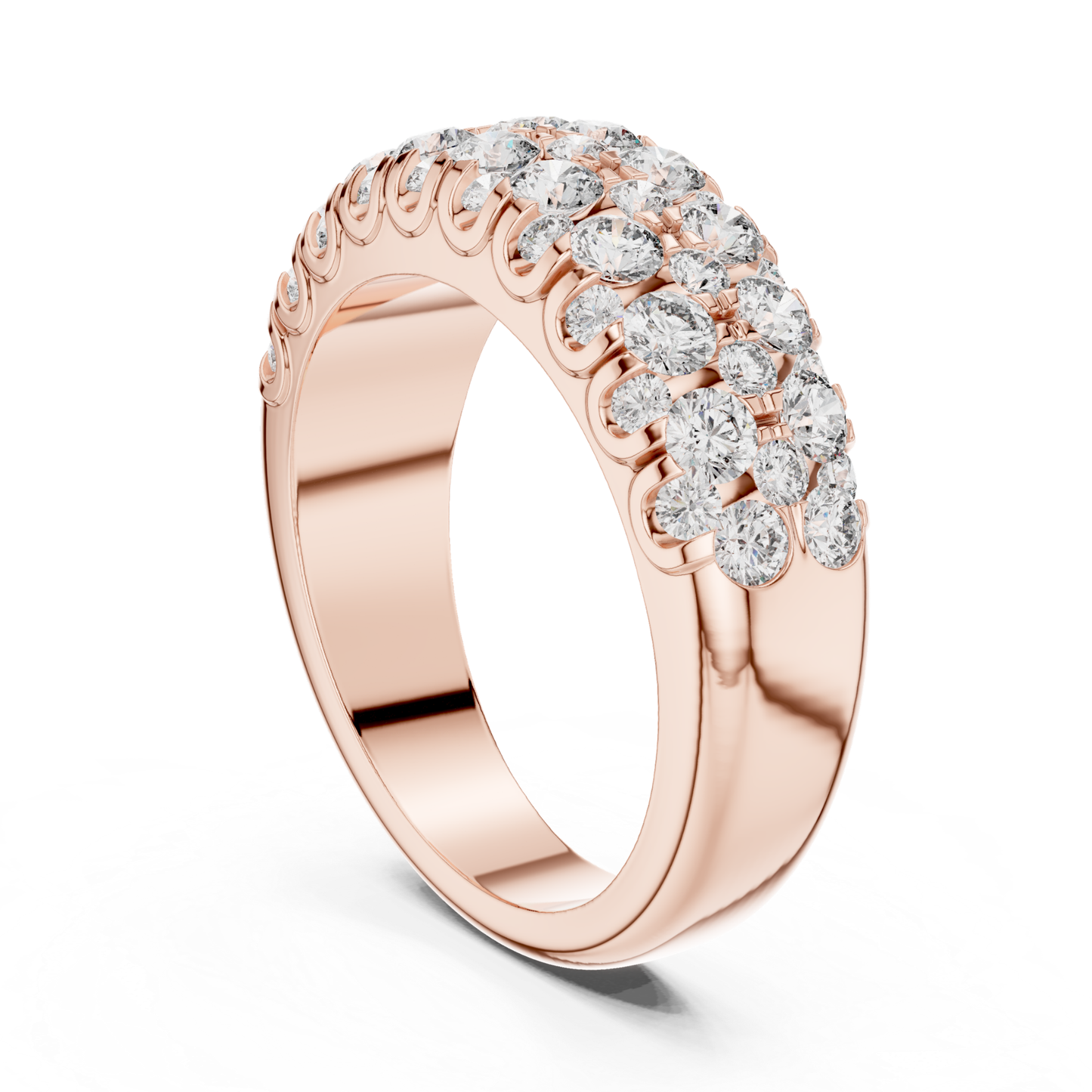 Multi Row Diamond Ring with Round Brilliant Elegance | Timeless Luxury