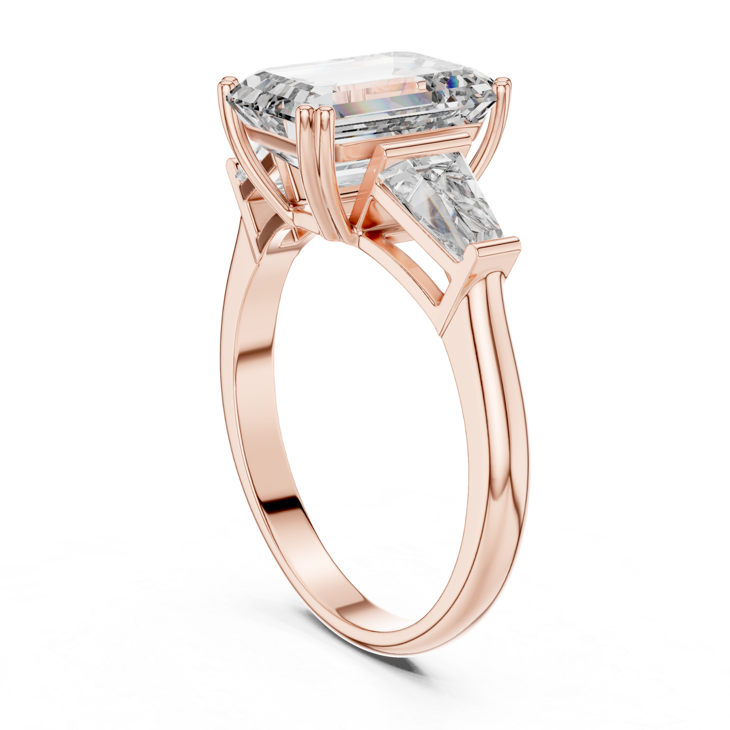 Emerald Cut Diamond Ring with Baguette Side Stones | Step-Cut Legacy