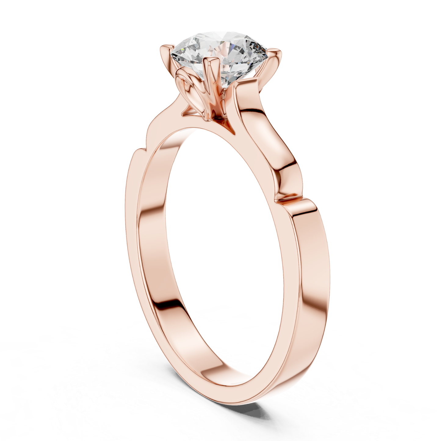Round Diamond Structured Band Ring | 18K Gold Jewelry