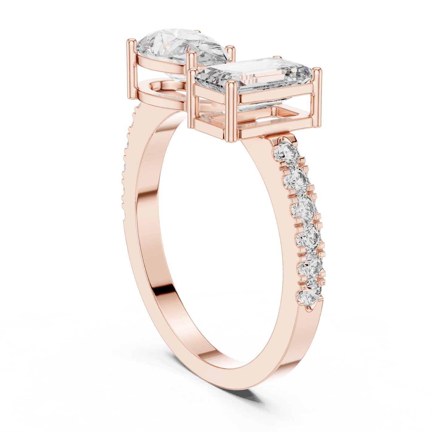 Pear and Emerald Cut Diamond Toi Et Moi Ring | You, Me & Forever