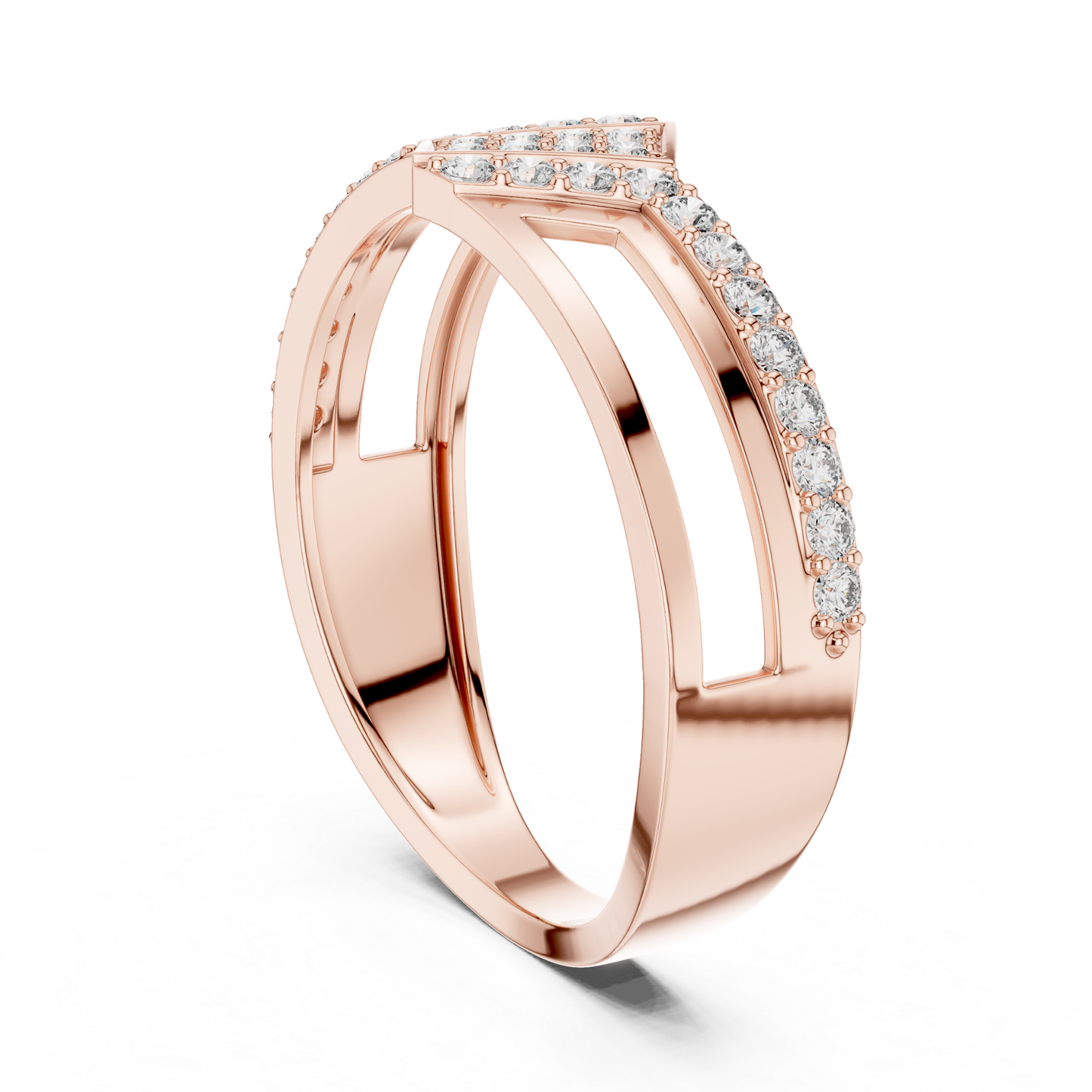 Luxury Geometric Diamond Open Ring | Modern White Gold Style