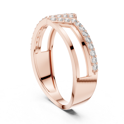 Luxury Geometric Diamond Open Ring | Modern White Gold Style