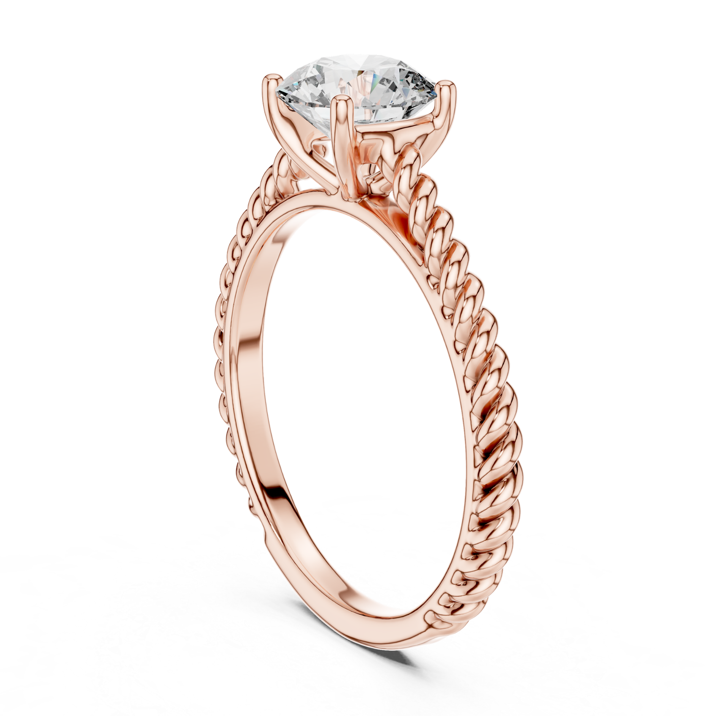 Round Diamond Rope Band Ring | 18K Gold Fine Jewelry