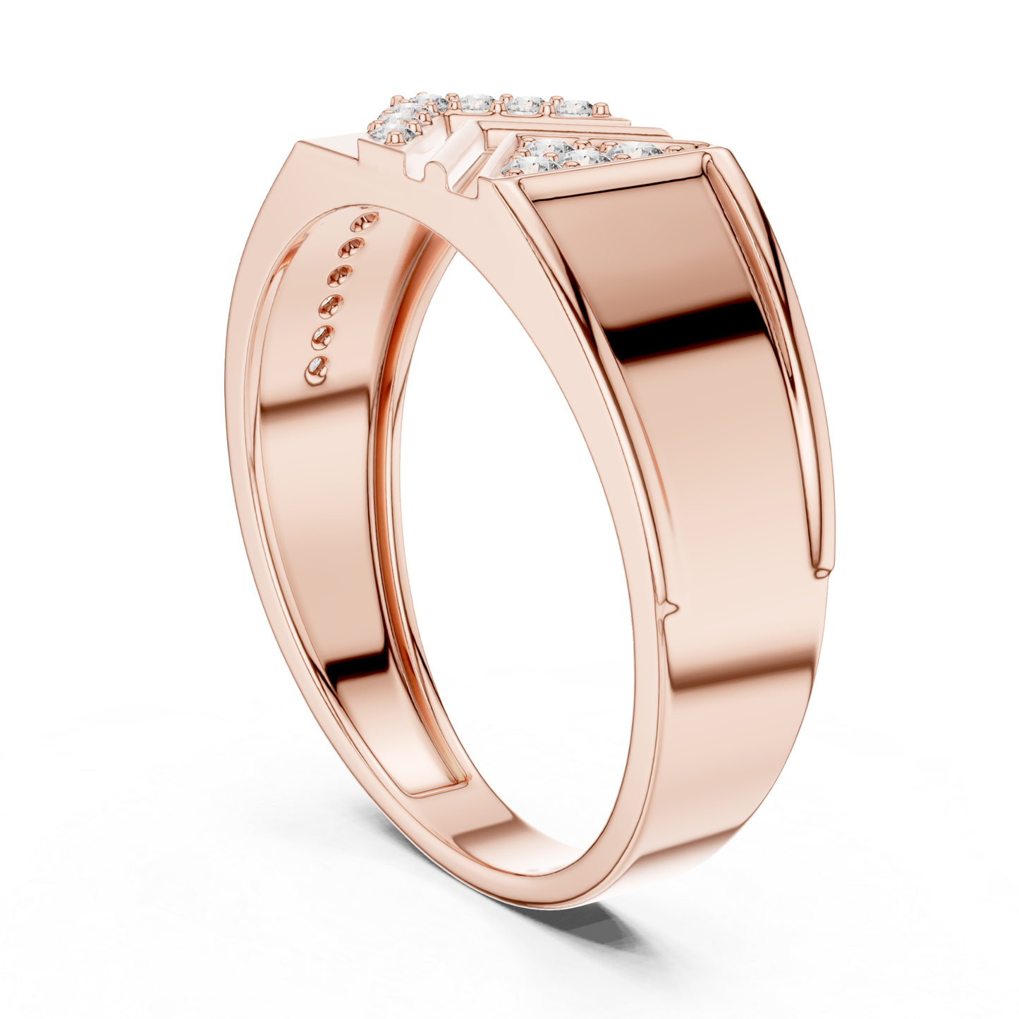 Luxury Round Diamond Chevron Band | Modern Statement Style